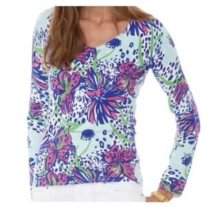 Lilly Pulitzer ANNETTE Sweater Resort White In the Garden Resort Coastal XS